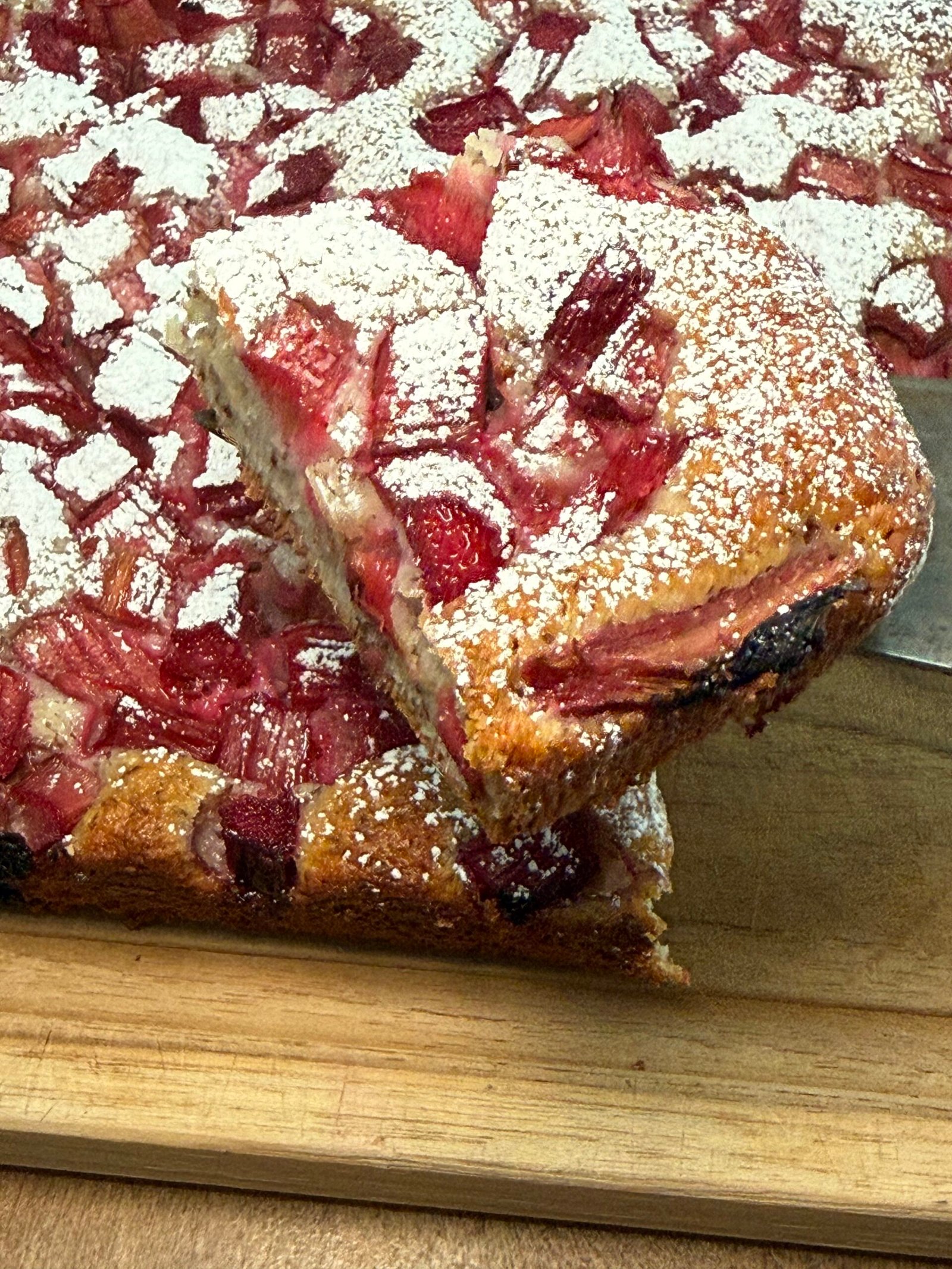Rhubarb Almond Coffee Cake (No Butter, No Oil, No Eggs)